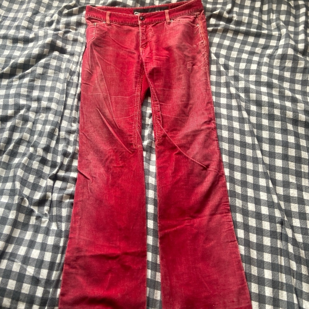 Women's velvet red corduroy flared ecko Jeans